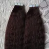 Kinky reto remy fita de trama da pele no cabelo de extensão encaracolado 100g 40 pcs corase yaki fita em extensões de cabelo humano cabelo de fita dupla face