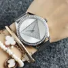 Fashion Wrist Watch for Women Girl Triangular Crystal Style Dial Metal Steel Band Quartz Watches GS22208Q