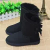 Crianças tamanho adulto 21-44 Botas de Neve Botas Femininas Curto Mini Clássico Joelho Alto Botas de Inverno Designer Bailey Laço Tornozelo Preto Cinza Sapatos