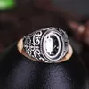 Anello di fidanzamento da uomo in argento sterling 925 Vintage 10X14MM Anello con montatura semi ovale cabochon adatto Ambra Agata Turchese Impostazione