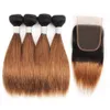 Ombre blond humant hår buntar brasilianska rakt hår kort bob 50g / bunt 10 12 14 tum 4 buntar / set naturliga remy hårförlängningar