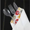 Wholesales 2019 300 Pcs Silverware Disposable Party Plastic Flatware Set 100 Plastic Forks 100 Knives 100