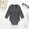 Katoen pasgeboren babykleding babykleding peuter kinderen jongens meisjes romper jumpsuit lange mouw outfits solide 5 kleuren zachte hot selling