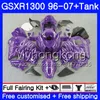 1 Set voor Suzuki Hayabusa GSXR-1300 03 04 05 2006 2007 333hm.2AA Purple Flames GSXR1300 96 GSXR 1300 2002 2003 2004 2005 06 07 Fairing + Tank