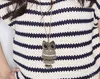 Retro Jewelry Vintage Ancient Bronze Big Eyes Owl Necklace Pendant Statement Long Chain Choker Gift