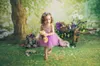 Gelukkige Pasen Spring Achtergrond Fotografie Gedrukt Witte Bloemen Grote Boom Groene Weide Fee Tale Woodland Baby Shower Backdrop