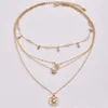 Crystal Star Multilayer C Gold Chain Halsband Summer Beach Fashion Hip Hop Jewelry for Women Drop Ship