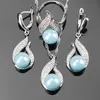 Perle naturelle argent 925 ensembles de bijoux de mariée bijoux pour femmes avec perles de Zircon ensemble de boucles d'oreilles pendentif colliers bague boîte-cadeau