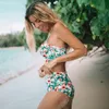 Seksi Bikini Kadınlar Yaz Mayo Brezilyalı Yüksek Bel Bikini Şınav Kızlar Çiçek Baskı Swim Suit Maillot De Bain Femme