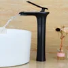 Black Copper European Style Faucet Hotel Badkamer Heet en koud Water Mixing Waterval Basin Kraan