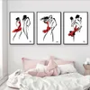 3pcsset Minimalist Abstract Line Drawing Dancing Couple Art Painting BlackWhiteRed Wall Art Dance Poster for living room bedro4973504