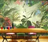 東南アジアスタイルの壁紙トロピカルな熱帯雨林バナナの葉の緑の森林レストランリビングルーム背景大きなフレスコ画Hom5629407