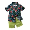 Conjunto de roupas de verão para bebês e meninos, criança, crianças, camisa floral, tops, shorts, calças, 2 peças, conjunto de roupas masculinas, conjunto de roupas para crianças e meninos