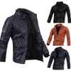 Mans Leather Jacket Zipper Roupa de couro Casual Couro Pu Brasão com 3 cores Asiático Tamanho M-3XL roupas soltas