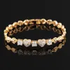 Amour Charm Bracelets Glacé Coeur Noeud Diamant Luxe Élégant Designer Accessoires Bijoux Pour Femmes Filles 18k Or Anniversaire Bracelet Cadeau