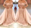 2019 Elegante erröten rosa lange Abendkleider Spitze Tüll formale Partykleider schulterfrei Meerjungfrau Prom Party Kleider