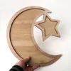 Rustic Wooden Crescen Moon Srar Eid Ramadan Party Servizio Tavolo da tavolo Dispositore a vassoio Pastry Display Decor Ornament2971227