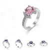 Groothandel Mix Kleur 10 stks / partij LuckyShine Gloednieuw voor Dames Engagement Zirkoon Ringen Gems 925 Sterling Verzilverd Crystal Rhinestone Ring