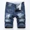 Herrjeans Raka slitna shorts Herr Sommarmärke Herr Stretch Short Casual Streetwear Elastisk Biker Denim 29-42