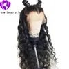 HotSelling Black / Brown / Burgundy / Blond Färg Brasiliansk Lace Wig Frontal Plucked Deep Wave Syntetic Lace Front Paryk för kvinnor