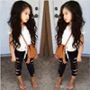 2019 nieuwe zomer meisjes kleding sets baby meisje kant mouwloze t-shirt top + versnipperde legging broek 2 stks set kinderen outfits kinderen pak