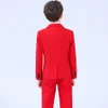 Moda 4PCS Toddler Boys Formal Children Tuxedo Wedding Party Suits Red Boys (kurtka+spodnie+kamizelka+muszka)