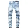 Mens Jeans Biker Jeans Estilo Vintage Masculino Jeans Buraco Distressed Slim Fit Denim Casual Masculino Calças Calças Tamanho Asiático2344