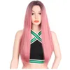 Long Pink Blonde Black Grey Natural Wave Dark Roots Synthetic Wigs For Black Women Middle Part Cosplay Fake Hair