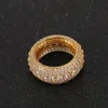 5 Row Solid Men's Ring 18K Copper Charm Gold Silver Color Ice Out Cubic Zircon Iced Ring Fashion Hip Hop Jewelry