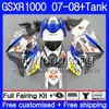 Kit + serbatoio per SUZUKI GSX R1000 GSXR-1000 Pepephone bianco GSXR 1000 2007 2008 301HM.42 GSX-R1000 07 08 Corpo K7 GSXR1000 07 08 Carenatura 7 Regali