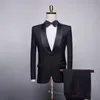 Customize Shawl Lapel Handsome Black Groom Tuxedos Groomsmen Best Man Suit Mens Wedding Suits Bridegroom (Jacket+Pants+Bow Tie)