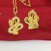 Micro Paved Zirconia Dragon Shaped Pendant Chain 18K Yellow Gold Filled Blingfashion Womens Mens Pendant Necklace255P