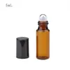 3 ml 5 ml Amber Glass Roller Flessen Roll op flescontainer met metalen bal voor essentiële olie, aromatherapie, parfums en lippenbalsems
