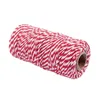 Rollo de 100 m, 1 hilo de algodón de 5-2 mm, línea de rayas para regalo de fiesta de boda, suministros de paquete artesanal, rojo, blanco, 327p