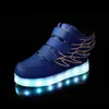 Crianças Sapatos Levou Crianças Casuais Asas Bonitos Sapatos Coloridos LED Brilhando Meninos E Meninas Sneakers USB de Carregamento Acender Sapatos 6 Cores