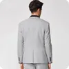 Mode Light Grey Groom Tuxedos Peak Lapel Groomsmen Bröllop Tuxedos Men Formell Blazer Prom Jacket Suit (Jacka + Byxor + Tie) 1588