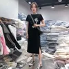 Oneimirry New Short Sleeve Korean Women Dress Casual Graphic Print Tshirt Dresses Girl Black O Neck Slim Vestidos Verano 2020