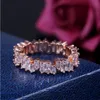 Drop Shipping Luksusowa Biżuteria 925 Sterling Silvergold Wypełnij Księżniczka Cut Biały Topaz CZ Diament Ring Gemstones Kobiety Ślub Band Pierścień Prezent