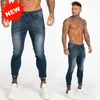 رجل نحيل جينز 2019 سوبر نحيل جينز الرجال غير ممزق الإمتداد سروال جينز مطاطا الخصر الكبير الحجم الأوروبي W36 zm01 LY191210