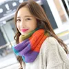 Wholesale-Rainbow color scarf new autumn and winter knitted high quality warm neck sleeve student couple scarf