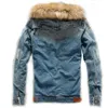 패션 자켓 빈티지 찢어진 블랙 블루 데님 카우보이 셔츠 남성 여성 겨울 재킷 캐주얼 모피 칼라 코트