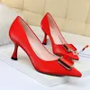 Hot Sale- Lady Plus Size 10.5 Puntige Teen Valentine Low Heels Scarpins Yellow Green Office Shoes