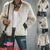 Goocheer di alta qualità da donna caldo orsacchiotto in pile in pelle patchwork tasca manica lunga giacca sottile zip up cappotto outwear oversize