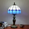 Śródziemnomorska prosta niebieska krata Glazed lampa Tiffany salon salon Studium sypialnia Mały stołowy Lampa TF054