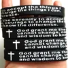 100pcs Inspirational English Serenity Prayer Silicone Bracelets Christian Men Cross Fashion Wristbands wholesale GOD SERENITY Jewelry Lots