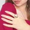 FashionColor Oval GreenFuschia Crystal Ring Argent plaqué Bijoux Top qualité Grand Creux design Femmes Bijoux rings6741609