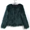 Futra Furry Fur Płaszcz Kobiety puszysty ciepły, długie rękawie żeńska jesień zimowa płaszcz płaszcza owłosione włochatę bez kołnierza 6q0205