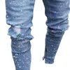 Fashion-Light Blue Spark Designer Mens Jeans Spring Automne Pantalon Hipphop Pantalones