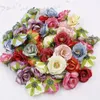 120pcs 5.5cm colorful peony fake flower head wedding decoration mini silk flower DIY artificial garland kraft paper flower XD22488
