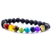 Couleur argent or 8mm pierre de lave arbre de vie 7Chakra bracelet à breloques bricolage aromathérapie diffuseur d'huile essentielle Bracelet pour femmes hommes bijoux